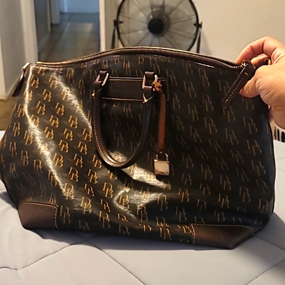 Dooney & Bourke Brown and Gold Monogram Handbag